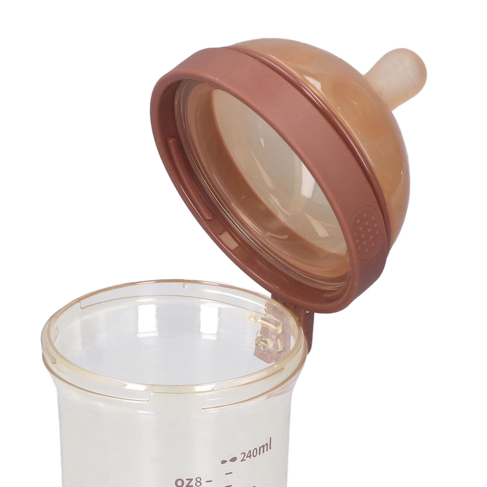 YAHHU Anti-Colic Infant Feeding Breastmilk Bottle Wide Mouth Flip Top PPSU Baby Bottle 8 oz (240ml), Brown, 1 Round Hole 0-3 Months