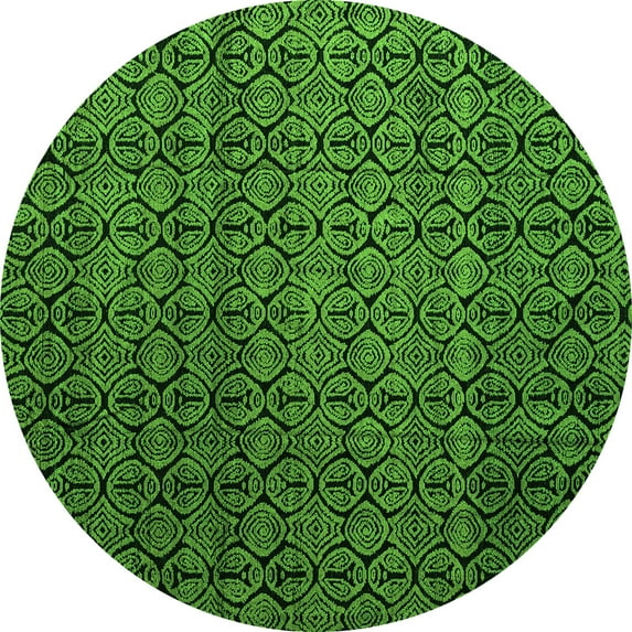 Ahgly Company Indoor Round Abstract Green Modern Area Rugs, 4' Round