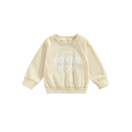 

Sunisery Toddler Baby Boys Girls Long Sleeve Pullover Tops Letter Printed Round Neck Tops Casual Tee Shirt Apricot Boy 18-24 Months