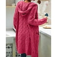 thumbnail image 4 of Langwyqu Autumn Winter Women Knit Long Hooded Cardigan Sweater With Pocket, 4 of 5