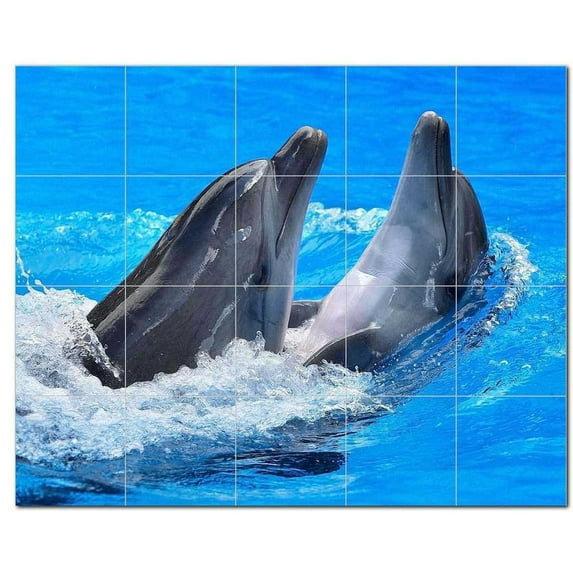 Dolphin Picture Ceramic Tile Mural Kitchen Backsplash Bathroom Shower, 404721-M5