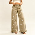 thumbnail image 6 of ZToonmas Women's High Waisted Print/Solid Wide Leg Pants Ruffle Hem Casual Trousers with Pockets for Ladies, 6 of 7