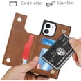 thumbnail image 4 of Crossbody Wallet Case for iPhone 12 Mini with Card Slot Holder,Magnetic Flip Folio Purse,PU Leather with Detachable Lanyard Strap Lattice Pattern Travel Case 5.4 Inch (Brown), 4 of 14
