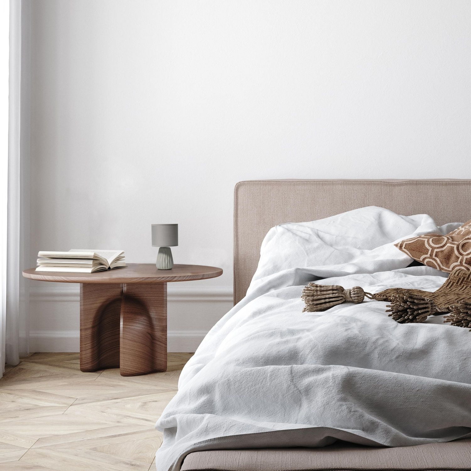 Simple Designs 11.02" Traditional Mini Modern Ceramic Texture Pastel Accent Bedside Table Desk Lamp with Matching Fabric Shade for Bedroom, Nightstand, Living Room, Entryway