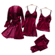 thumbnail image 5 of Conjunto de pijama de terciopelo dorado de otoño e invierno, camisón de tirantes para mujer, camisón sexy, conjunto de cuatro piezas de terciopelo que se puede usar al aire libre, 5 of 5