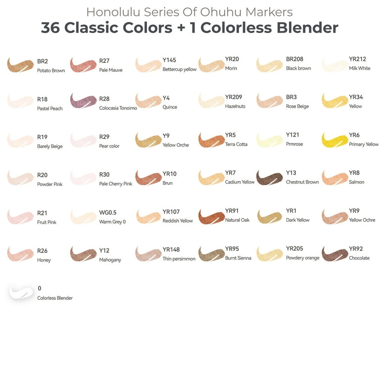 Ohuhu® 36 Skin-Tone Colors Alcohol Based Fine-and-Chisel Double