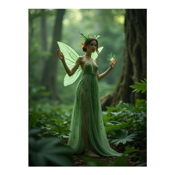 Diamond Art Kit for Adults, Enchanted Forest Fairy Green Wings Diamond Painting for Adults Beginners, DIY Diamond Art Painting Kits, 5D Diamond Painting Crafts for Home Decor 12x16 Frameless