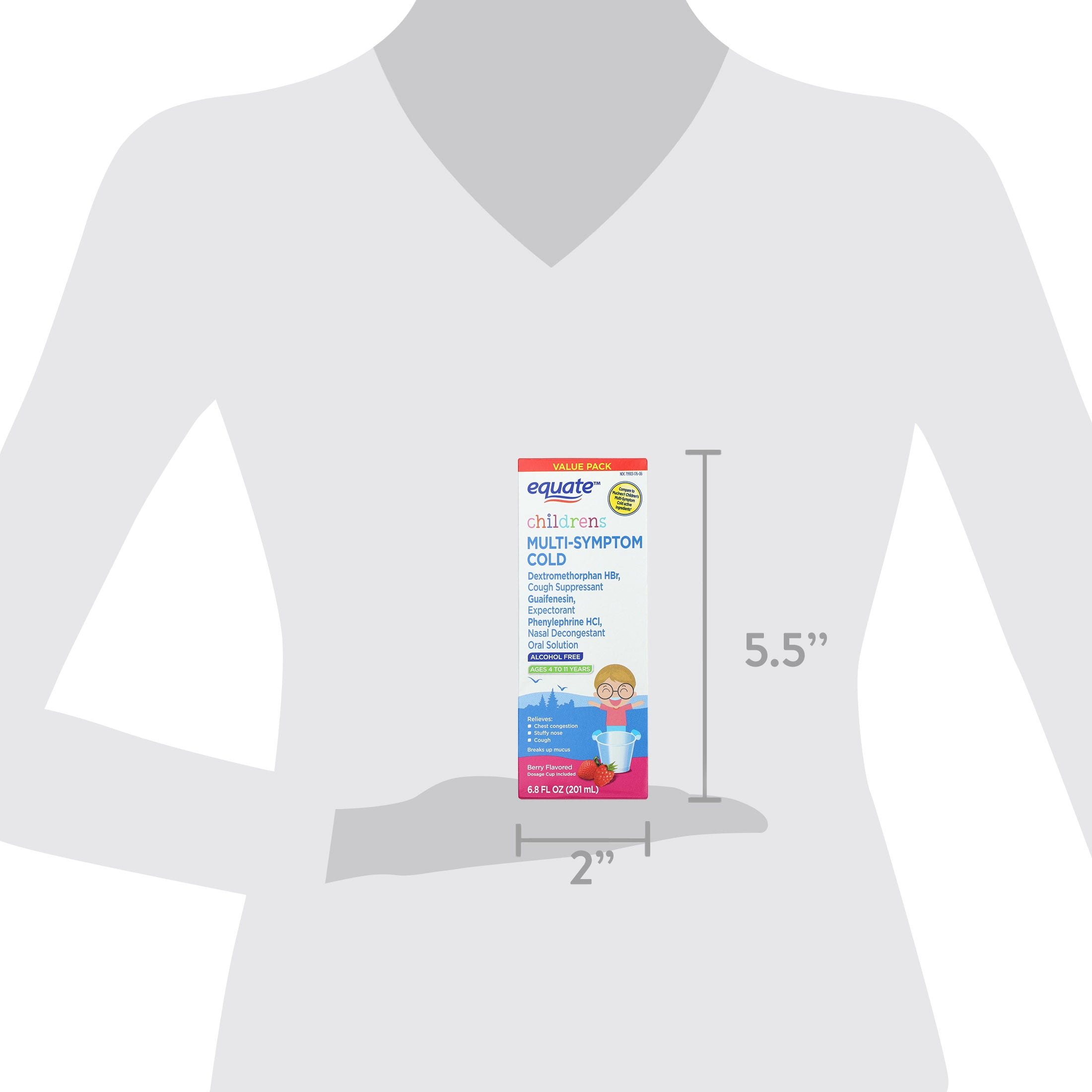 Equate Children's Multi-Symptom Cold Oral Solution, Berry Flavor, 6.8 fl oz