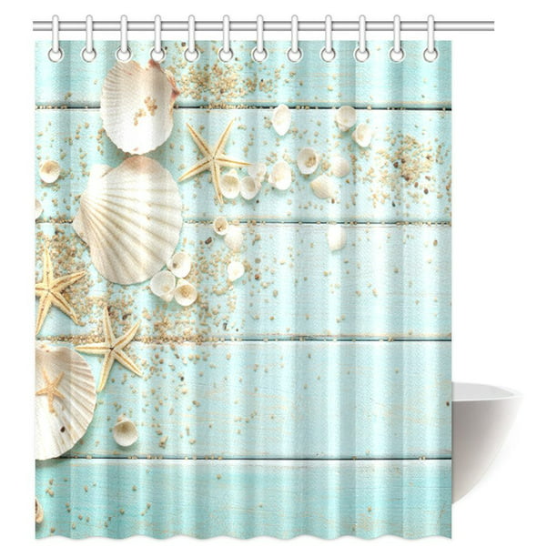Mypop Seass Decor Shower Curtain, Ocean Themed Shower Curtain