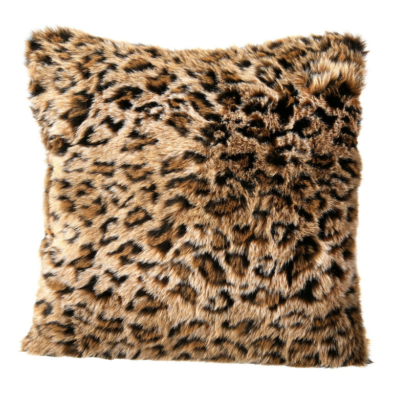 Grey Leopard Print Throw Pillow, Neutral Animal Couch Accent