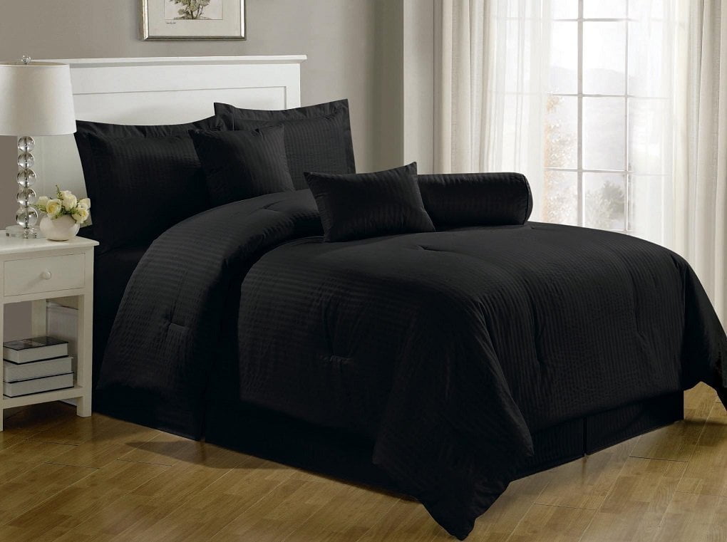 california king solid black comforter set