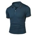 thumbnail image 1 of pstuiky camisetas de hombre, Blusa informal de manga corta con cuello vuelto y color liso para hombre camisetas de hombre m, 1 of 4