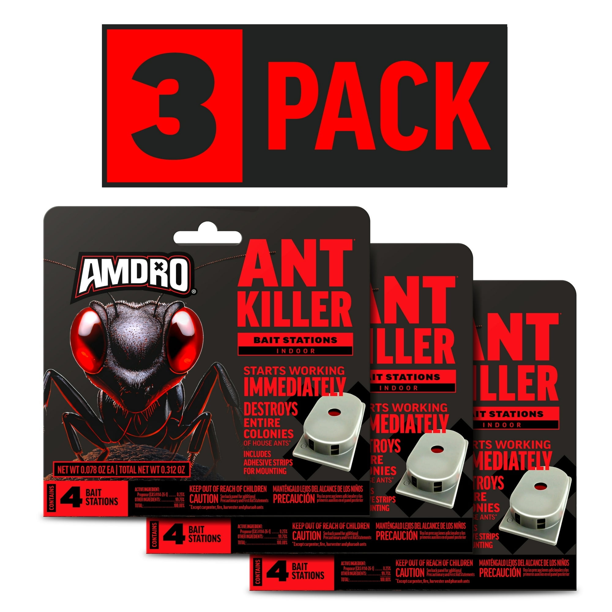 Amdro Ant Killer Indoor Outdoor Bait Stations Stakes 4 Count 3 Pk Bundle
