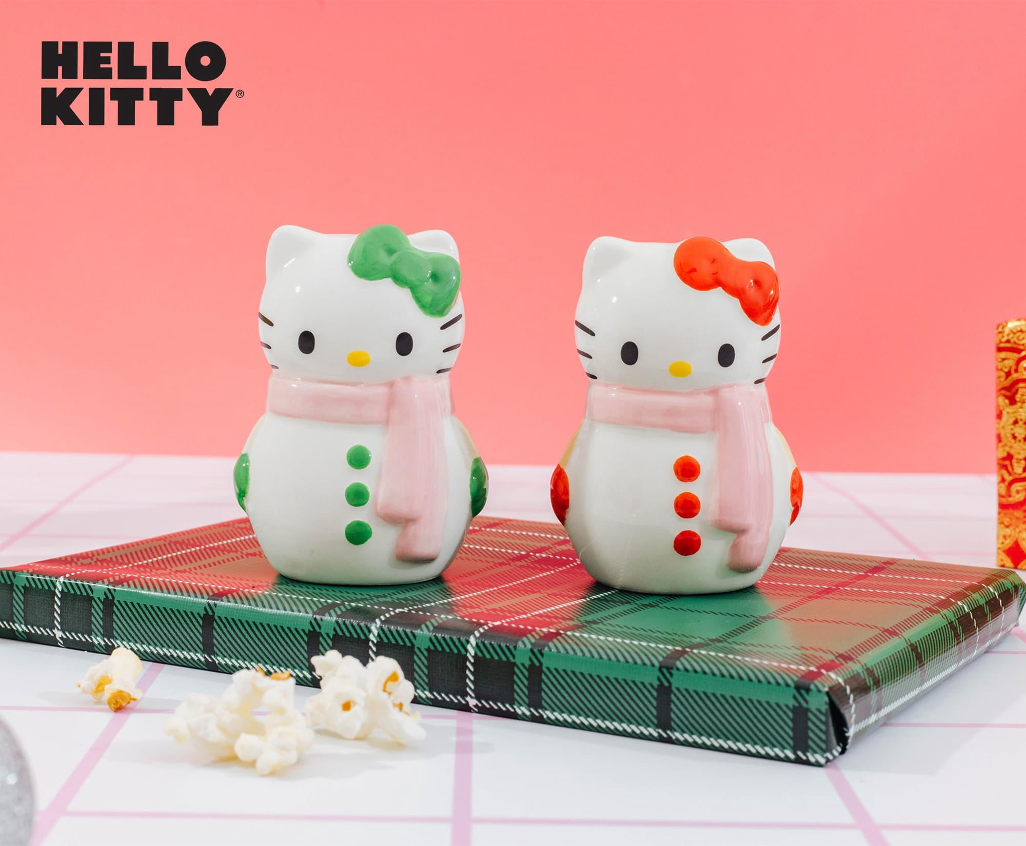 Sanrio Hello Kitty Snowman Ceramic Salt and Pepper Shaker Set