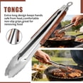 thumbnail image 4 of 4PCS BBQ Grill Tools Set Stainless Steel Heavy Duty Grilling Accessories Kit with Spatula Tongs Fork Grill Brush Wooden Handle for Outdoor Camping Backyard Barbecue Cooking, 4 of 7