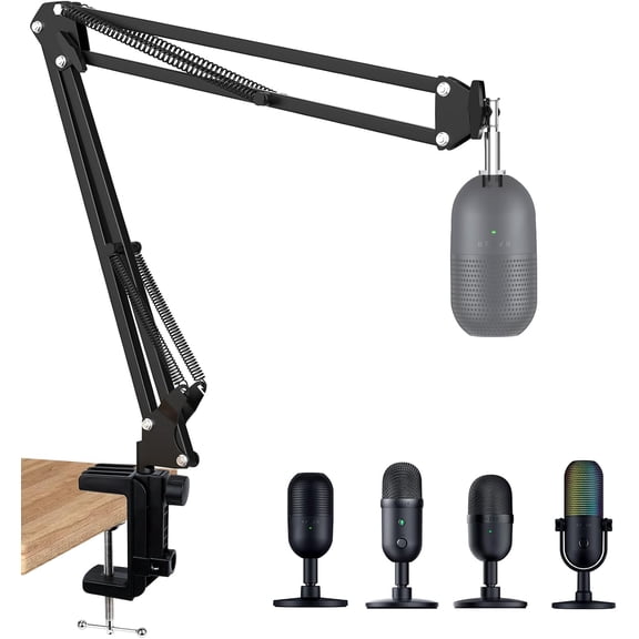 Seiren X Boom Arm with Pop Filter - Gaming Microphone for Computer Mic Stand Mic Arm with Foam Cover Windscreen for Razer Seiren X Streaming Microphone by SUNMON