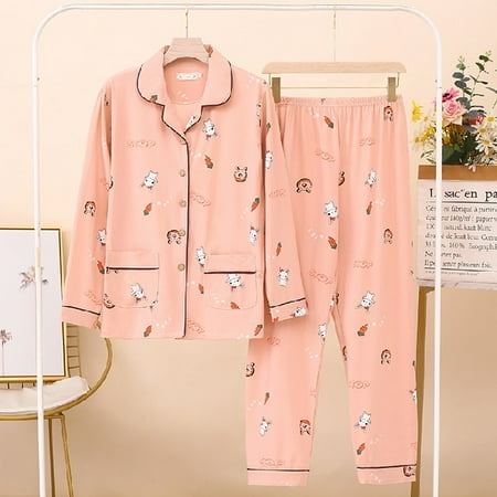 

PIKADINGNIS Women Comfortable Pyjamas OverSize 5XL 6XL 7XL Long Sleeve Casual Homewear Autumn Winter Pajama Sets Cotton Long Sleepwear Set
