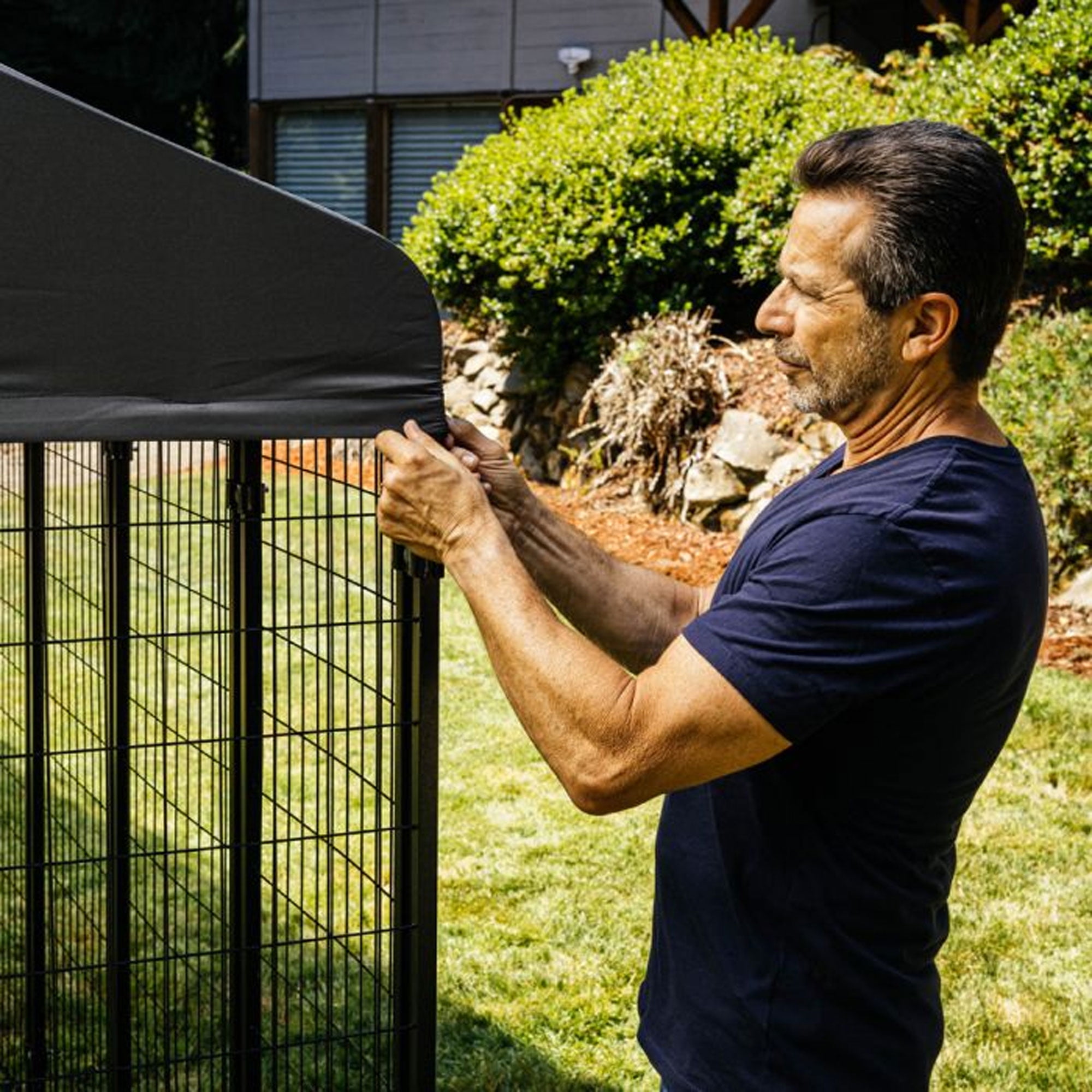 Lucky Dog STAY Series 4 x 4 x 6 Foot Roofed Steel Frame Studio Dog Kennel