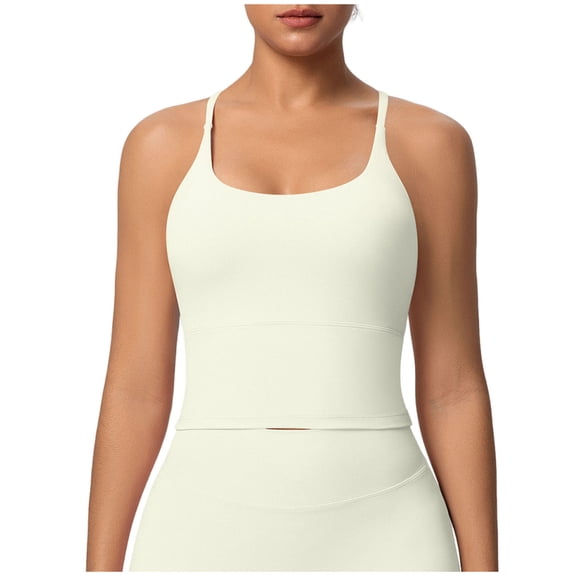 hoksml Women's Crisscross Back Crop Tank Tops Nylon Spandex Workout Tops for Yoga Activewear