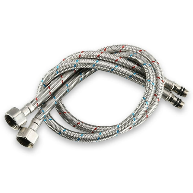 Yeacher Tuyaux de Robinets d'Évier 3/8 Pouces Tuyaux d'Entrée de Robinet de Lavabo 23 Pouces de Long Tuyau d'Alimentation en Eau Chaude et Froide Réglable Tuyaux Tressés en Acier Inoxydable