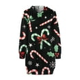 thumbnail image 3 of Liacowi Women's Christmas Long Hooded Sweatshirt Long Sleeve Cartoon Print Hoodie Dress with Pockets, 3 of 5