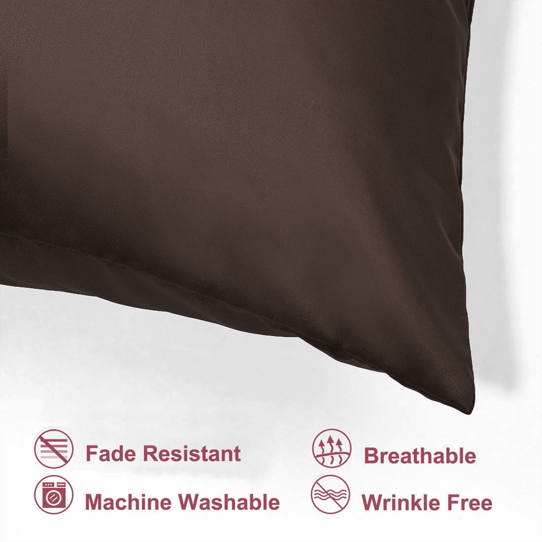Unique Bargains Pillow Covers Silky Satin Zipper Pillowcases Set of 2 Brown 21" x 31"