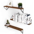 thumbnail image 3 of Wallniture Pigna 24" Float Shelf for Wall Bookcases Living Room Decor Shelves with Brackets, Walnut, Set of 3, 3 of 8