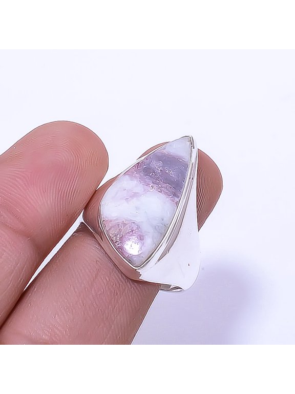 Pink Rubellite Tourmaline In Quartz - Brazil 925 Sterling Silver Ring S.9 R38, Gemstone Jewelry, Birthday Gift, Christmas Gift