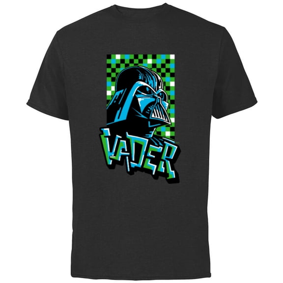 Star Wars Darth Vader Pixel Art Graffiti Tag Style - Short Sleeve Cotton T-Shirt for Adults - Customized-Black