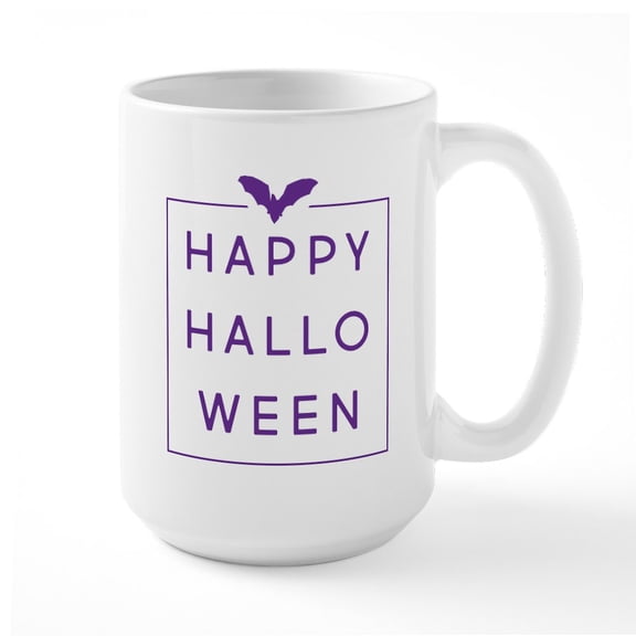 CafePress - Happy Halloween Mugs - 15 oz Ceramic Large White Novelty Mug