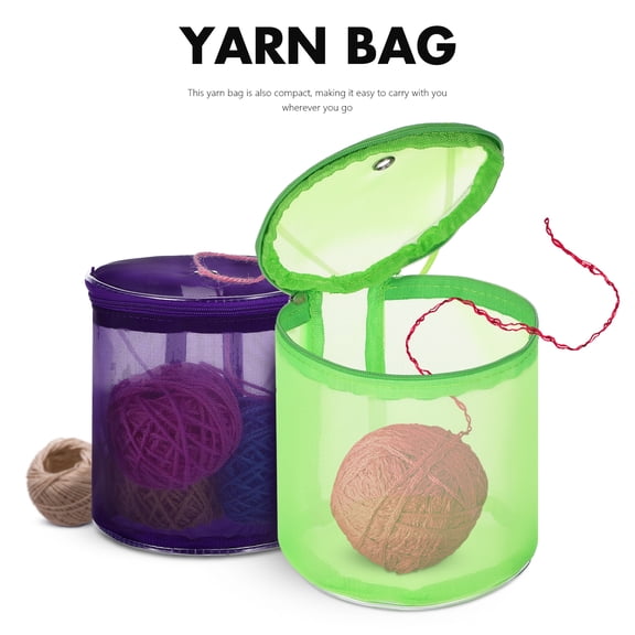 SEWOART Set of 2 Crochet Yarn Storage Bags with Yarn Outlet Hole, Assorted Colors, Perfect Organizer for Crafters