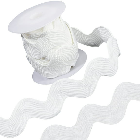 1Roll Polyester Wavy Fringe Trim Wave Bending Lace Ribbon for Clothes Sewing and Art Craft Decoration White 1-1/8 inch(30mm) 5 yards