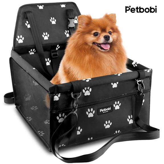 Petbobi Dog Car Booster Seat Travel Carrier for Dog Cat Portable Travel Bag with Seat Belt Safety Stable for Travel Pet Car Seat with Clip on Leash and Storage Package