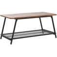 thumbnail image 5 of IdeaHouse Coffee Table Farmhouse Center Table 2-Tier Industrial Living Room with Mesh Shelf Rectangle Wood Cocktail Table Metal Frame, Easy to Assemble, Rustic Brown, 5 of 8