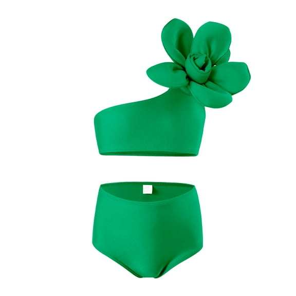 Swim Suits for Toddler Girls 2026 2 Piece Sport Soild Flowers Bikini Set Summer Kids Swimwear Size 5-6 Years