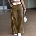 thumbnail image 6 of Wide Leg Lounge Pants for Women - Ice Silk Wrinkle Casual Elastic Waist Baggy Track Pants Brown 2XL, 6 of 6