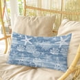 thumbnail image 4 of Haze Blue Coastal Pillow Covers, Linen Long Throw Pillow Case, Summer Beach Nautical Starfish Coral Vintage Holiday Pillow Protector Decorative Cushion Cover for Living Room/Bedroom 20" x 30", 4 of 8