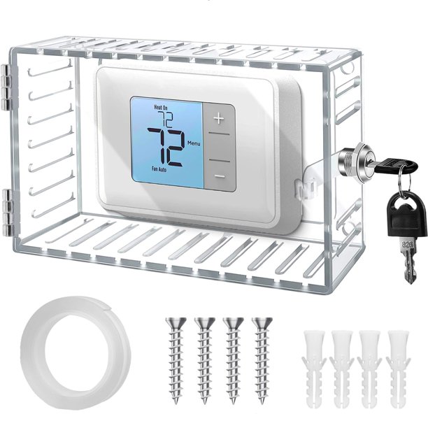 Caja de bloqueo de termostato Universal con llave, adecuada para termostatos domésticos, cubierta de termostato transparente, protector de termostato montado en la pared