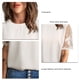 thumbnail image 5 of Blusa de encaje con cuello redondo y mangas de color liso, camiseta de encaje de manga corta para mujer, blusa de encaje con cuello redondo y mangas de color liso, diseño exquisito, 5 of 6