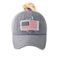 thumbnail image 1 of Gorro de cola de caballo desgastado para mujer, moño alto con cola de caballo con bandera americana (paquete de 1, gris) JM, 1 of 5
