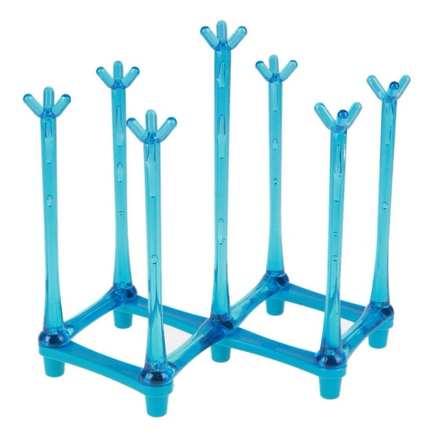 Glass Cup Bottle Drying Rack Drainer Shelf Holder Kitchen Organizer(Blue)