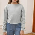 thumbnail image 6 of Xyxonk Girls Long Sleeve Shirts Cute Daisy Prints Crop Tops Size 10-12 Fall Cute Shirt Trendy Crewneck T-shirts Kids Tween Girls Clothes Light Gray 120, 6 of 7
