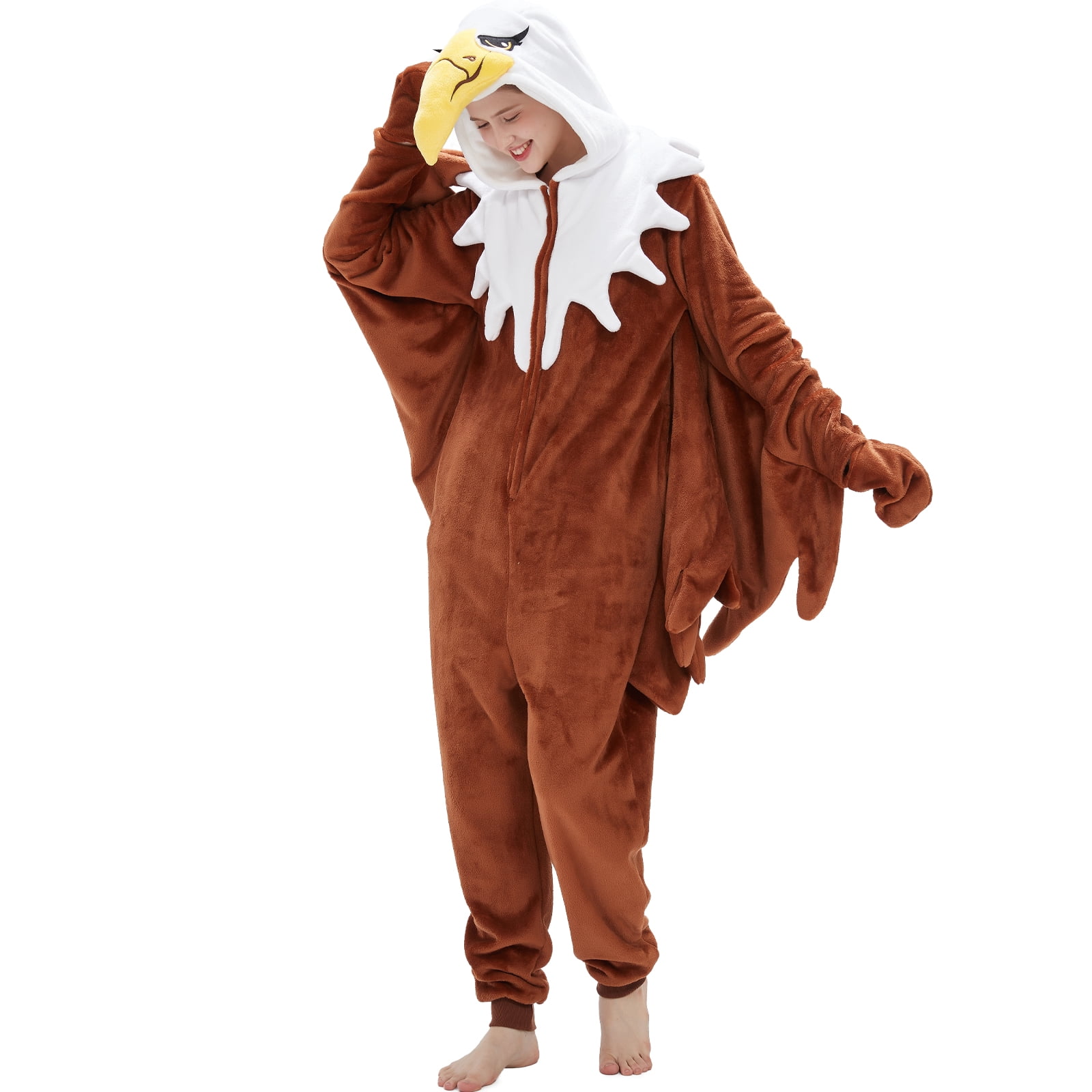 SWEETXIN Adult Halloween One-Piece Pajamas Bald Eagle Cosplay Costume Suit for Women and Men SizeXL