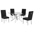 thumbnail image 1 of 47" x 47" Clear Glass 5pc Dining Set with Silver Stainless Steel, 1 of 4