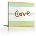 thumbnail image 1 of Love Stripes - Mint - Contemporary Fine Art Giclee on Canvas Gallery Wrap - wall décor - Art painting - 18 x 18 Inch - Ready to Hang, 1 of 2