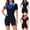 Blue, variant on Womens One Piece Swimsuit Rash Guard with Built in Bra Short Sleeve Front Zip Full Body Surfing Swim Suit