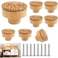 thumbnail image 1 of 8 Pcs Boutons de Meuble en Bois Poignées de Tiroir Ronds pour Placards Armoire Commode avec Vis, 1 of 5