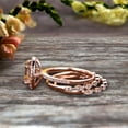thumbnail image 2 of 14k Rose Gold 2 Carat Round Cut Morganite Trio Set Engagement Ring Halo Stacking Matching Band, 2 of 6