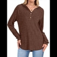 thumbnail image 2 of Camisetas de Larga para Mujer, Sudaderas con Capucha de Moda con Bolsillo de Canguro, Sudaderas de Otoño Marrón M, 2 of 8