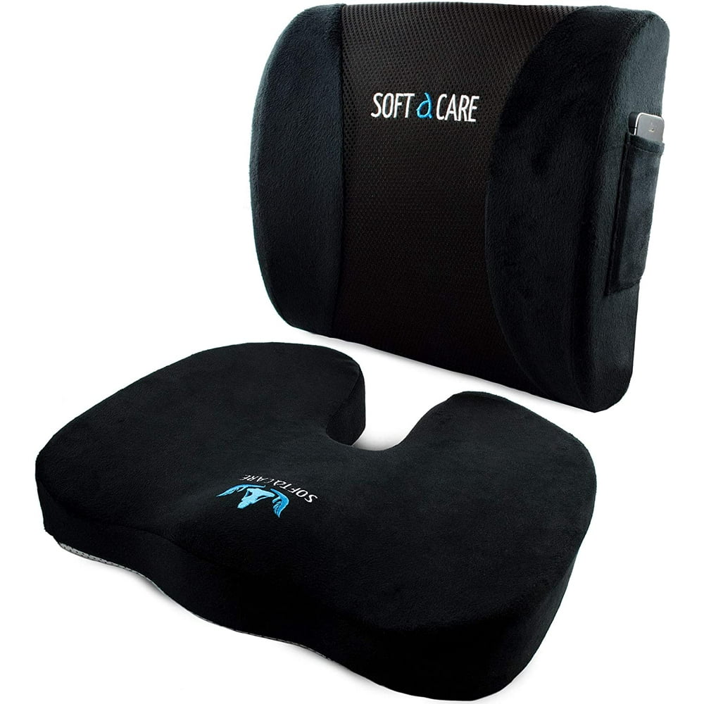 SOFTaCARE Seat Cushion Coccyx Orthopedic Memory Foam and Lumbar Support